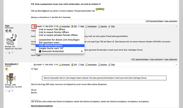 Speichern der Posting-URL vom Forum